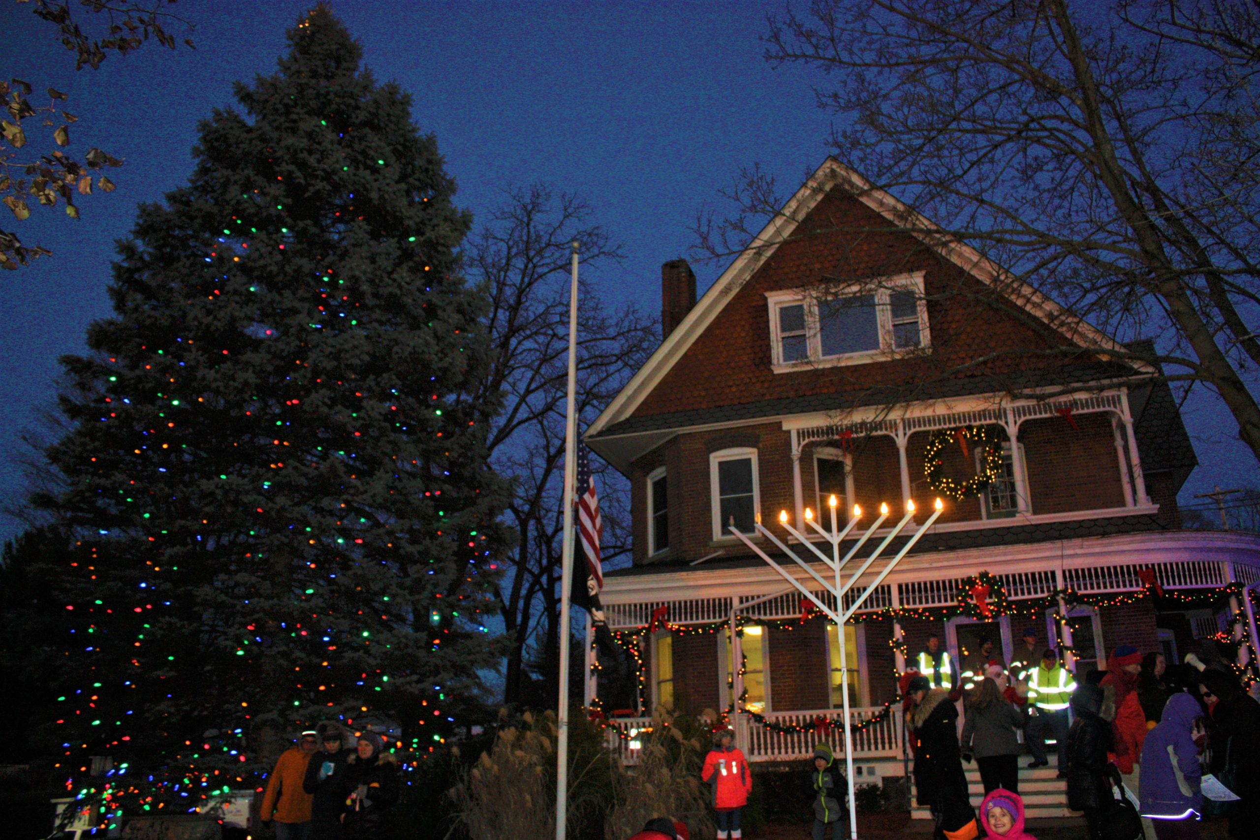 Lighted Tree & Village Hall