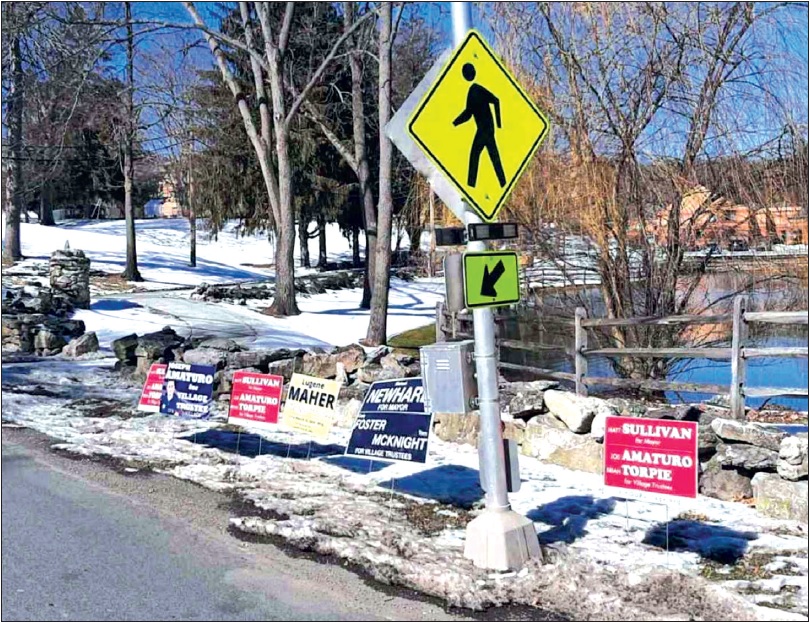 Local Village of Warwick Elections Signs on Grand St. in Warwick NY