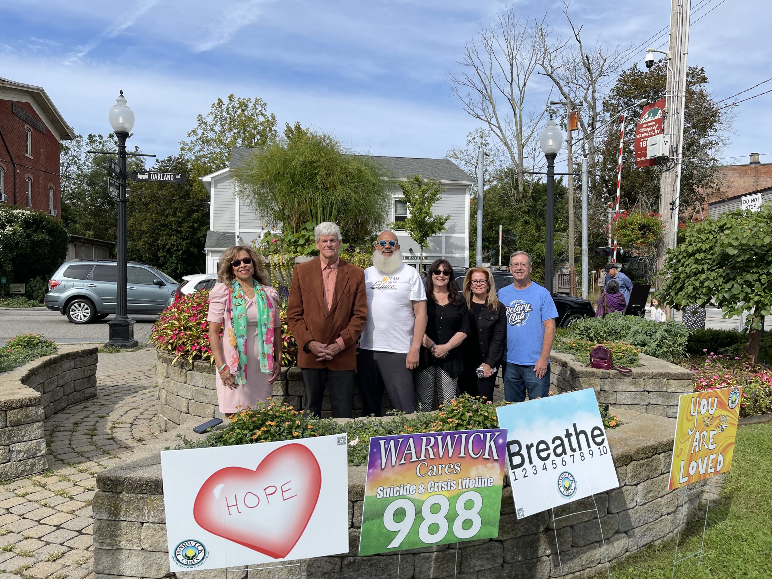 Judy Battista, left, has been chosen as Warwick’s 2023-2024 Citizen of the Year. Bill Lindberg and Wayne Patterson were selected as Outstanding Community Service award recipients. Also shown are event co-chairs Patti Lurye Dempster and Cindy Vander Plaat; and Warwick Valley Rotary Club President Neil Sinclair. Photo by David Dempster .