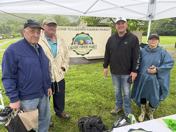 Warwick Town Councilman Floyd DeAngelo, Greenwood Lake Mayor Tom Howley, Town Supervisor Jesse Dwyer, and Market Manager Karen Wintrow