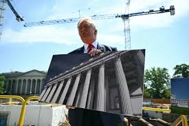 US President Donald Trump speaks to the press near the construction site of his proposed ballroom at the White House in Washington, DC, on May 19, 2026 (Kent NISHIMURA)